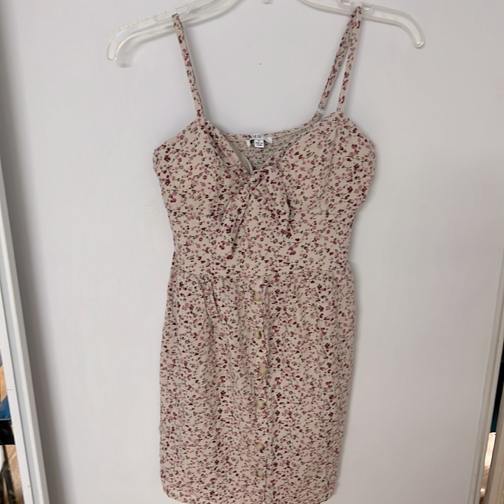 AUW tie-front floral mini dress.